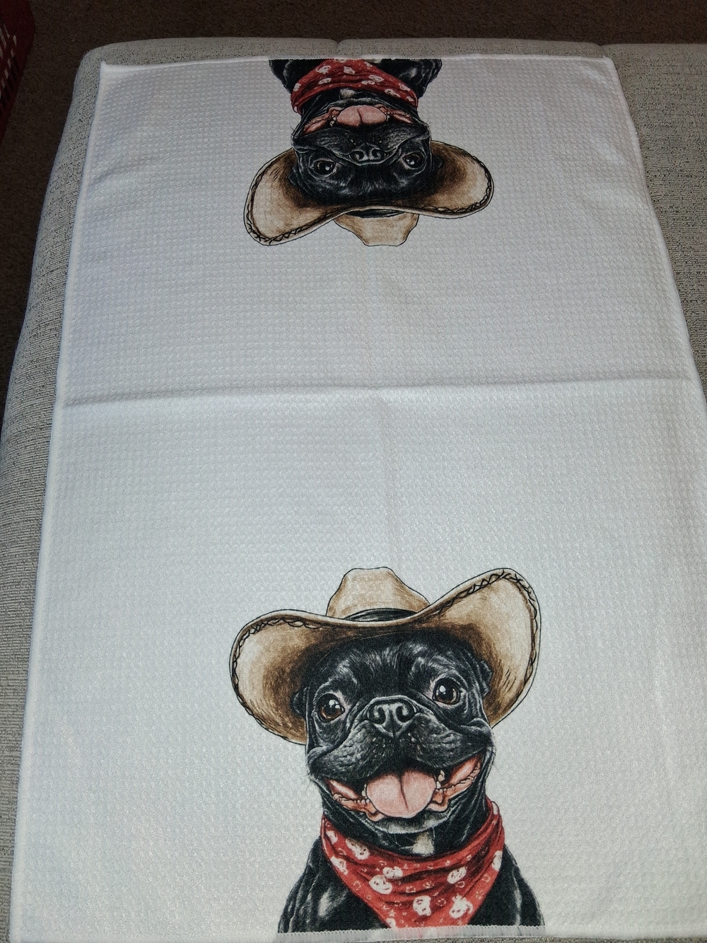 Cute Black French Bulldog Cowboy Pet Towel - New